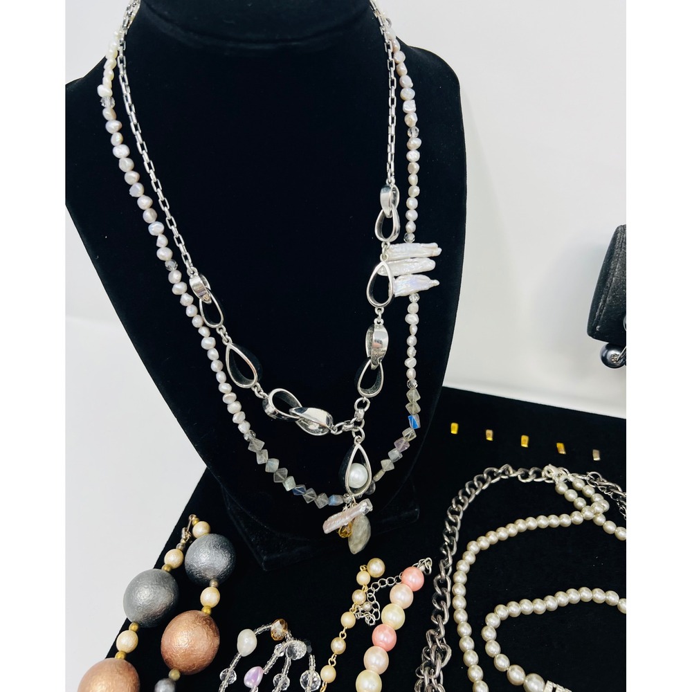 Vintage to Modern Pearl Necklace & Bracelet Gold & Silver Tone Beaded Lot of 30 - Picture 11 of 16